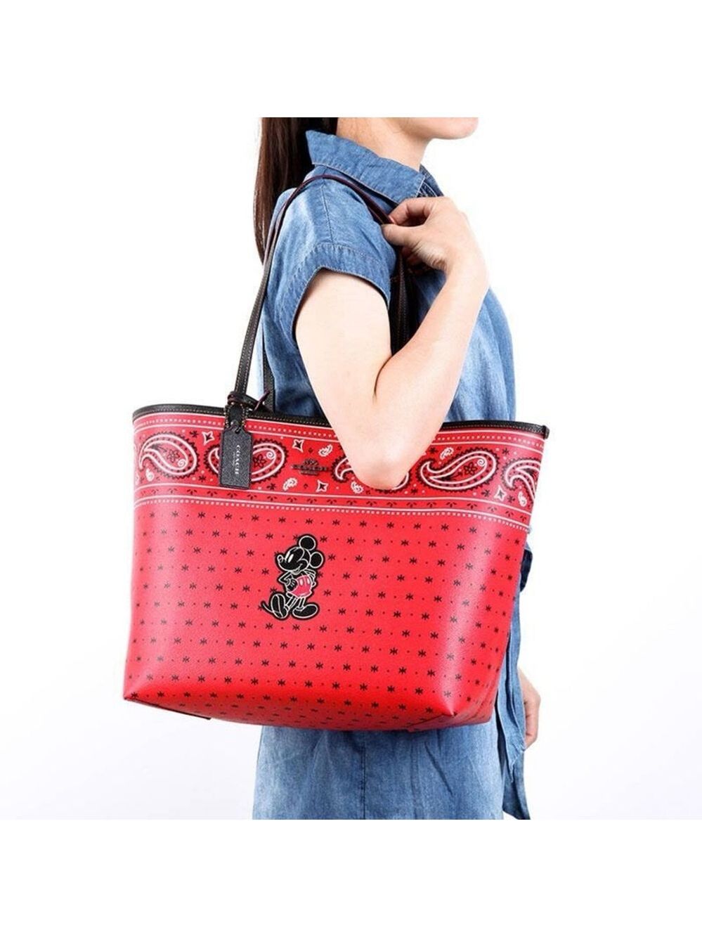 DISNEY X COACH Mickey Mouse Reversible Bandana Print City Tote - Picture 12 of 12
